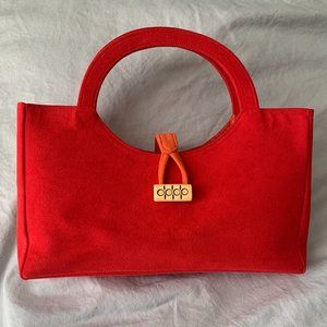 NWOT Rare Sarah Shaw Red Suede Bag - SO CUTE!